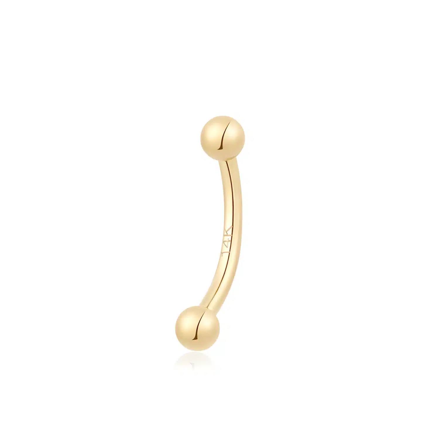 thumbnail image 2 of 14K Solid Gold CZ Curve Barbell - Eyebrow Lip Rook Daith Snug Piercing 16G 2 of 4