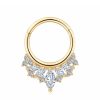14K Gold Multiple Horse Eye CZ Clicker Ring