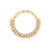 14 Karat Gold Studded Sparkle Gems Paved Clicker Hoop Ring