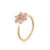 14 Karat Gold Brilliant Sparkle Spring Flower Bendable Hoop Ring