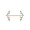 14 Karat Gold Threadless Sparkle Ray Multi-Gem Nipple Barbell