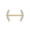 A Pair of 14 Karat Gold OneFit™ Threadless Sparkle Ray Multi-Gem Nipple Barbell