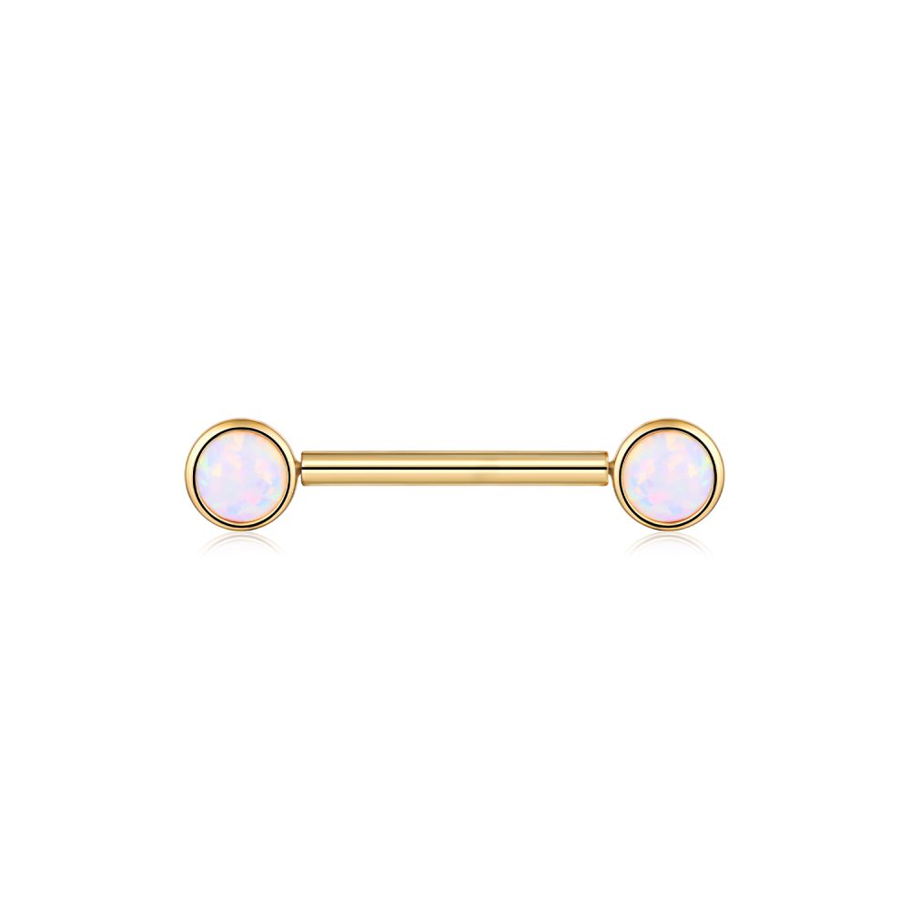 Opal 14k Gold Industrial Barbell