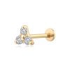 14K Gold CZ Threadless Flat Back Labret Studs