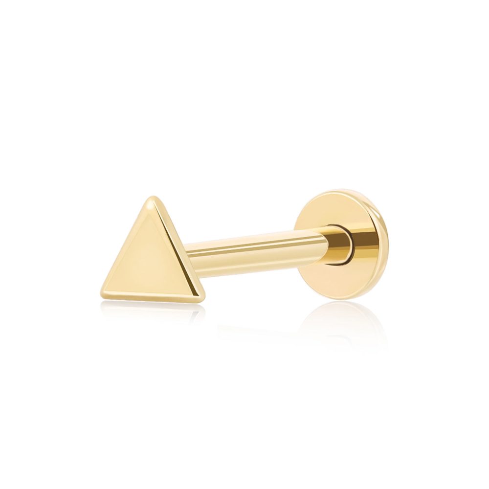 6/8 2mm Tiny Triangle 14K Gold Labret Tragus Cartilage Earring Stud