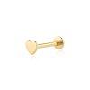 14k Gold Heart Labret Nose Flat Back Earring