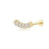 14K Gold CZ Arc Shape Internally Threaded Labret Studs