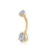 14K Gold CZ Internally Threaded Belly Button Ring