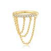 14K Gold CZ Cascading Chains Hoop Hinged Segment Ring