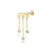 14K Solid Gold CZ Tassel Style Threadless Labret Stud