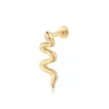 14K Solid Gold Serpentine Shape Internally Threaded Labret Stud