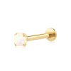 14K Solid Gold Threadless Labret Stud with white Opal and Gold Pin
