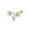 14K Solid Gold Threadless Bow Tie Labret Stud with CZ Dangle
