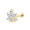 14K Solid Gold Floral Threadless Labret Stud with CZ Petals