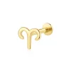 14K Solid Gold Aries Zodiac Threadless Labret Stud