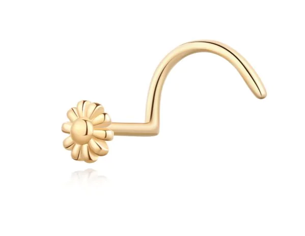 14K Solid Gold Square CZ Prong Set Gem Nose Ring
