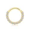 14K Solid Gold Seamless Hoop Ring with Encrusted CZ Stones