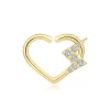 14K Solid Gold Heart-Shaped Seamless Ring with CZ Lightning Bolt