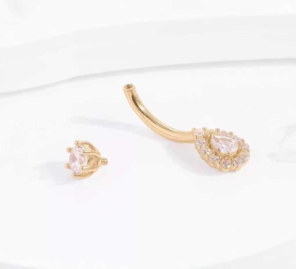 14K solid gold belly piercing