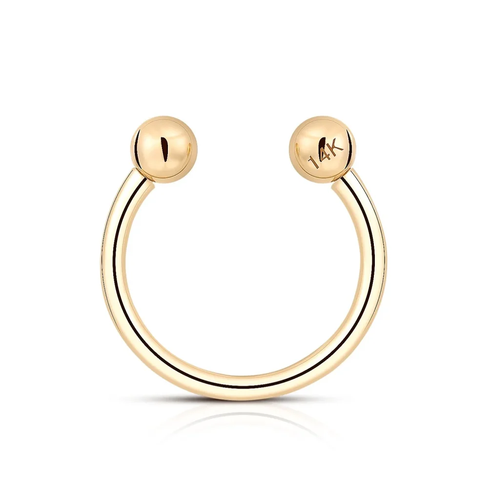 14K Solid Gold Circular Barbell Eyebrow Ring