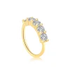 14K Solid Gold Seamless Ring with 5 Aligned CZ Stones