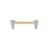 14K Solid Gold CZ Clear Round Gem Body Piercing Nipple Piercing Barbell