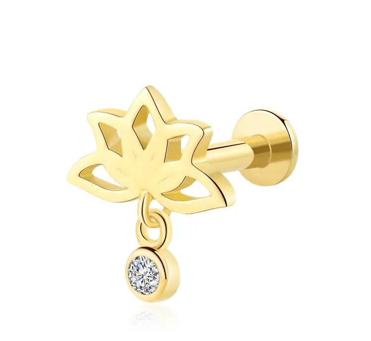 Express Your Personality: Lip Piecing with 14K Gold Jellyfish Labret Studs- lip piercing GPF