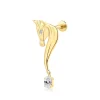 14K Solid Gold Seahorse Design Internally Threaded Labret Stud with CZ Stone