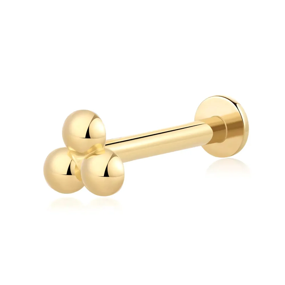 Exploring Top Lip Rings Manufacturers: Quality and Innovation- 14k-three-half-sphere-threadless-labret-GU70G-