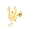 14K Solid Gold Threadless Labret Stud with Scorpion Design