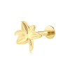 14K Solid Gold Threadless Lily Flower Labret Stud – Minimalist Body Jewelry