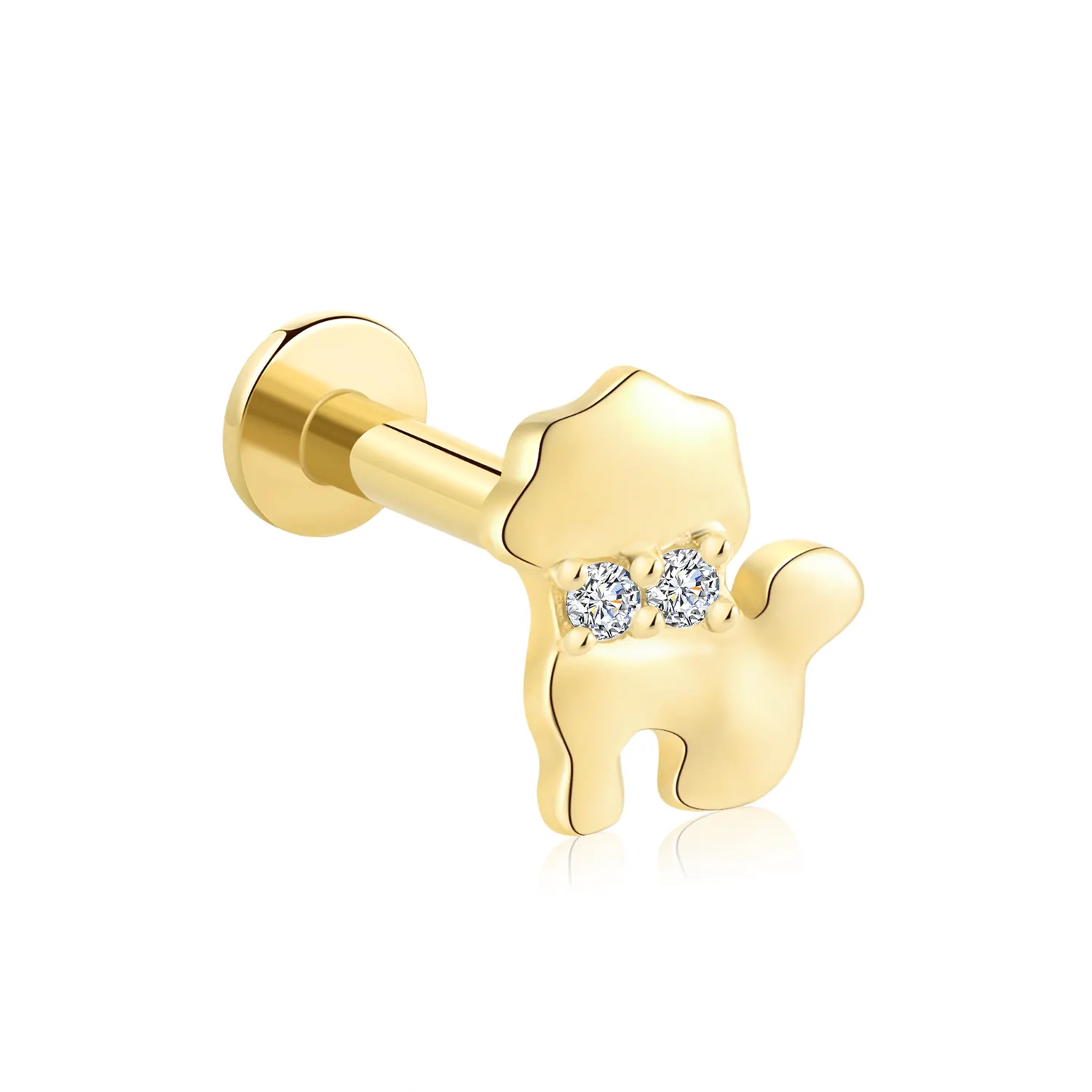 cartoon dog threadless labret stud