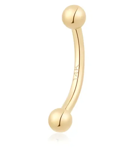 14K Solid Gold Curved Barbell Eyebrow Ring