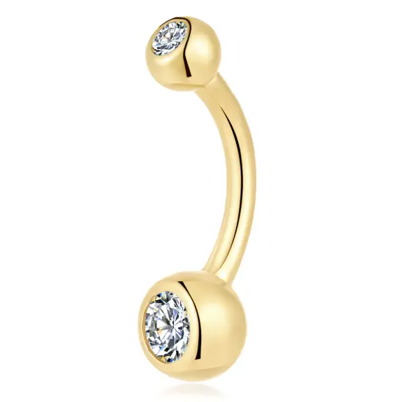 GW10 Double CZ Internally Threaded Navel Ring