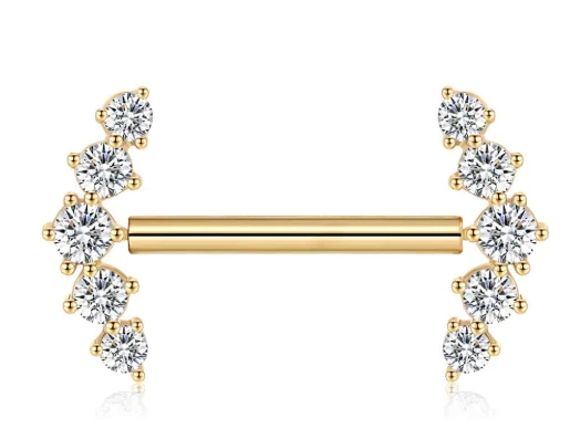 Multiple CZ Threadless Nipple Barbell