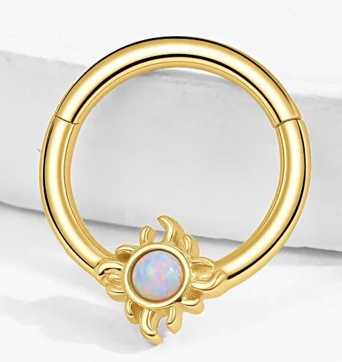 Sunburst Design and White Opal CZ Stone