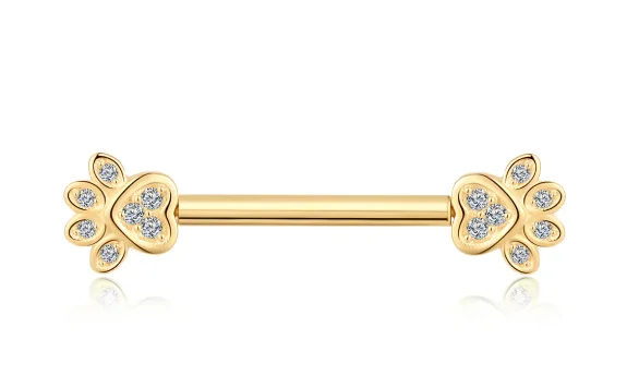 What Are the Most Popular Nipple Piercing Styles-1 Threadless Paw Shape Nipple Barbell