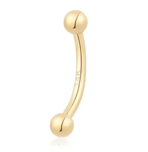 14K Solid Gold Curved Barbell Eyebrow Ring