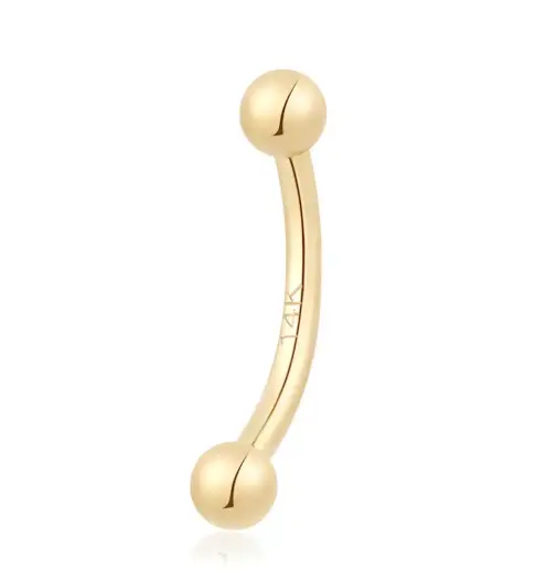 14K Solid Gold Curved Barbell Eyebrow Ring