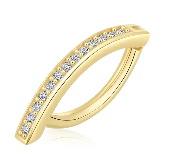 How Gold Body Jewelry Can Boost the Safety and Style of Your Belly Piercing-1 14K Solid Gold Hinged Belly Ring with CZ — Sleek Brilliance