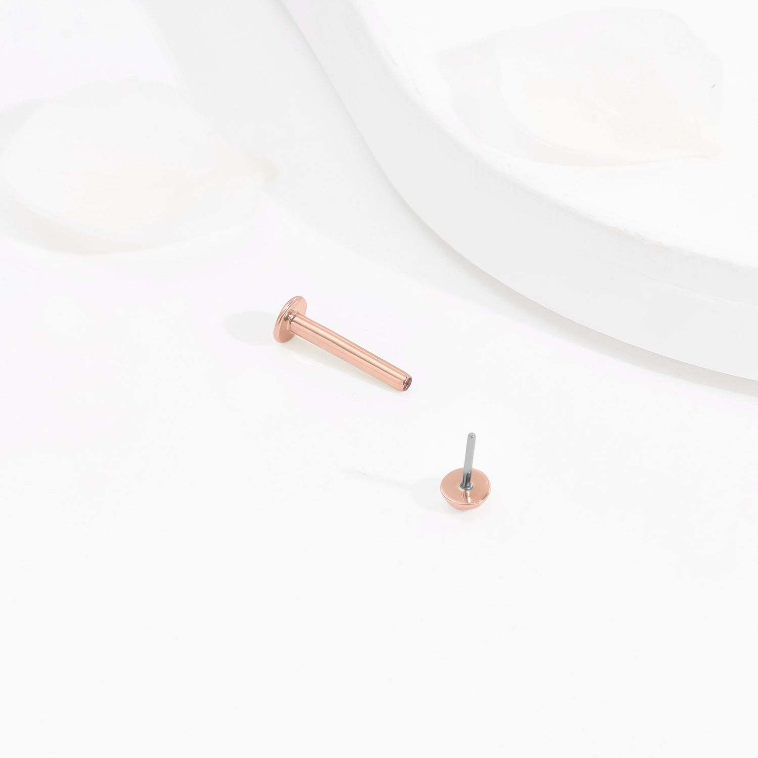 Minimalist Jewelry Trends 2026: Why Solid Gold Nose Rings Are the New Essential-1 14K Rose Gold Classic Hemispherical Design Threadless Labret Stud